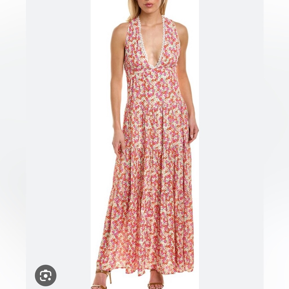 NWT Alexia Admor Tezzi V-Neck Tiered Maxi Dress ditzy floral size 14